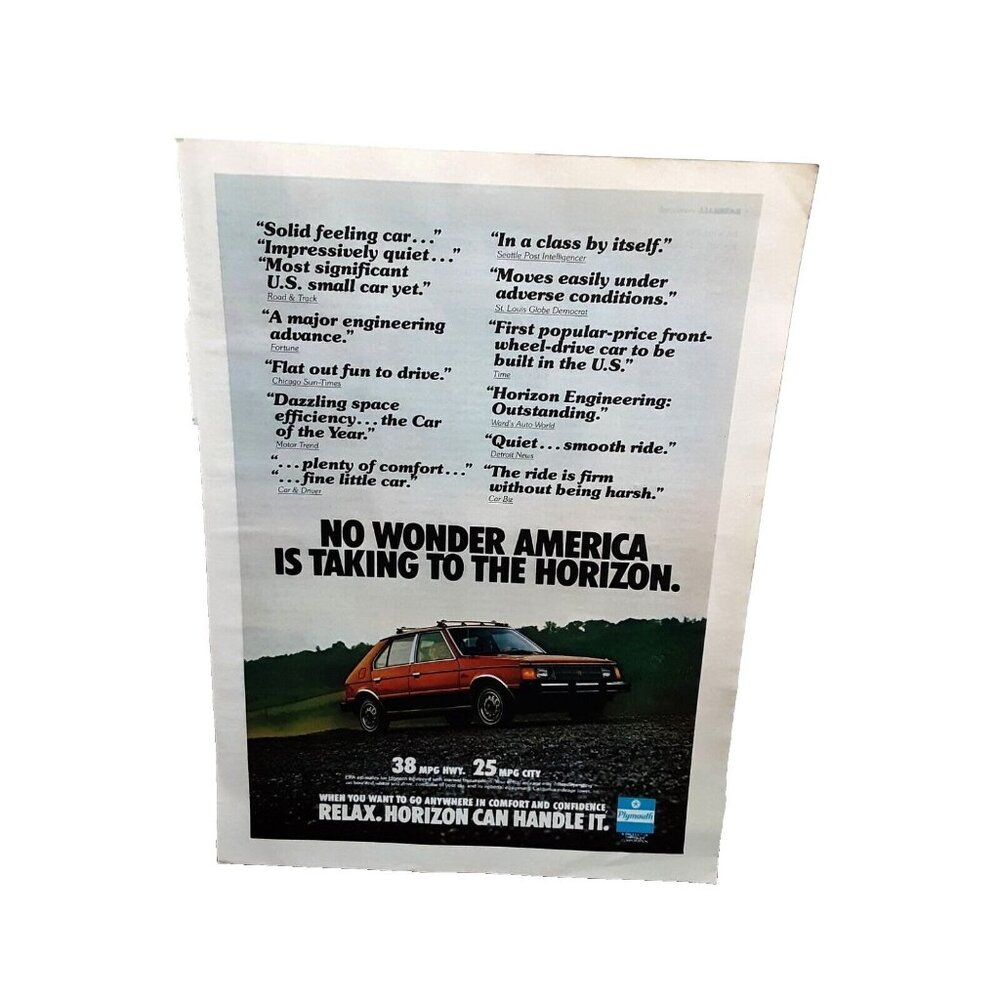 1978 Plymouth Horizon Car Original Vintage print ad 70s